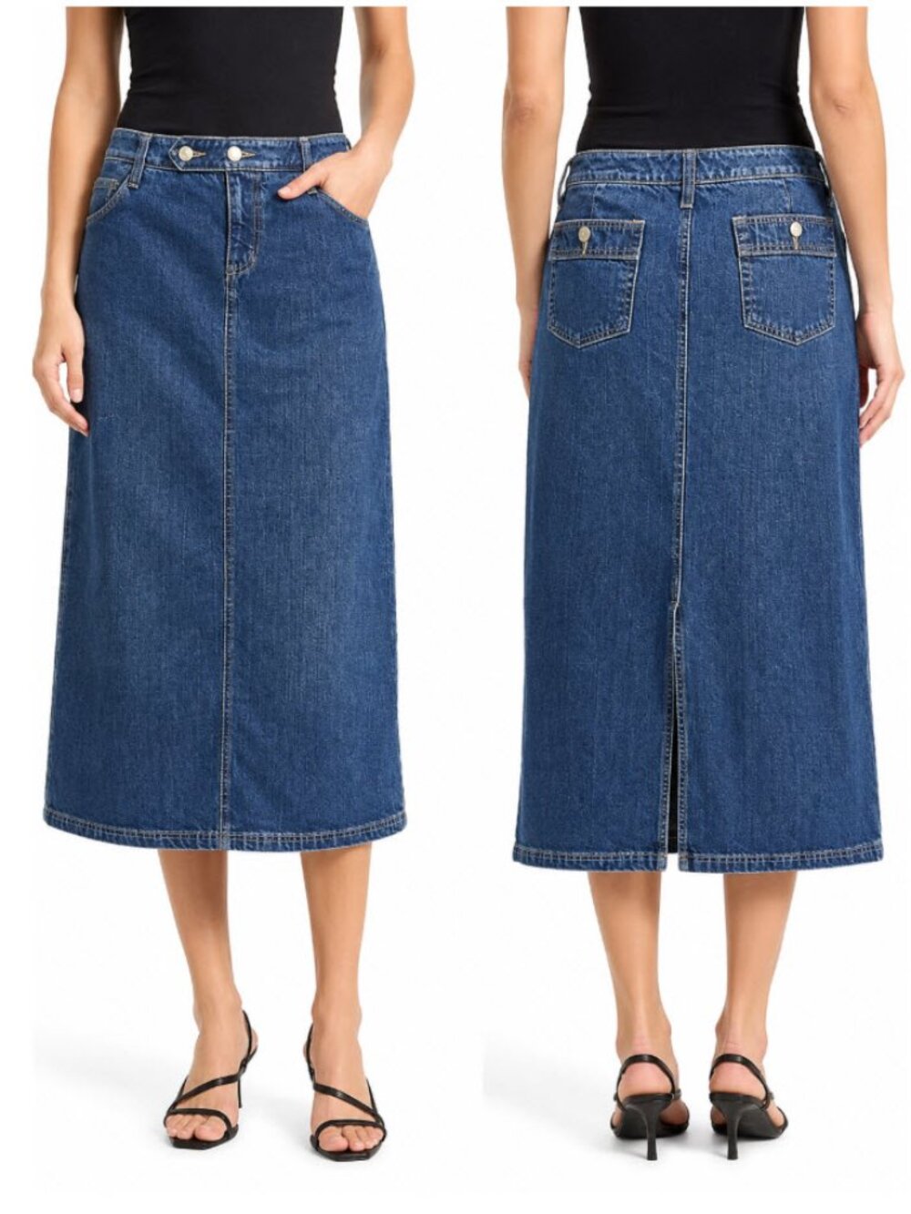 Eddie Bauer Indigo Denim Midi Skirt Size 6